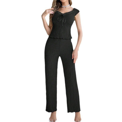V - neck Lace Pajama Set For Women - Country Nurse