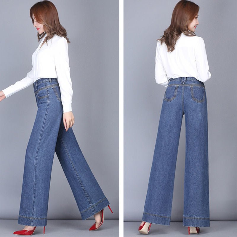 Wide Leg Jeans Women Casual Straight High Waist Loose Drape Jeans - Country Nurse