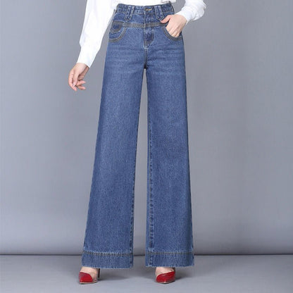 Wide Leg Jeans Women Casual Straight High Waist Loose Drape Jeans - Country Nurse