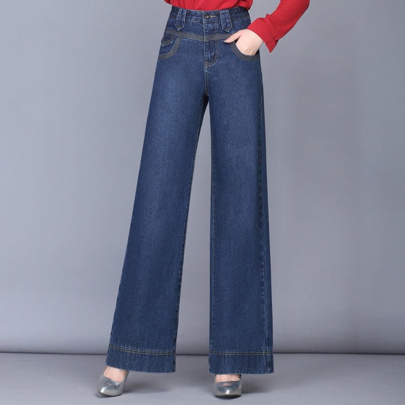 Wide Leg Jeans Women Casual Straight High Waist Loose Drape Jeans - Country Nurse
