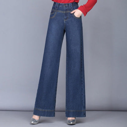 Wide Leg Jeans Women Casual Straight High Waist Loose Drape Jeans - Country Nurse