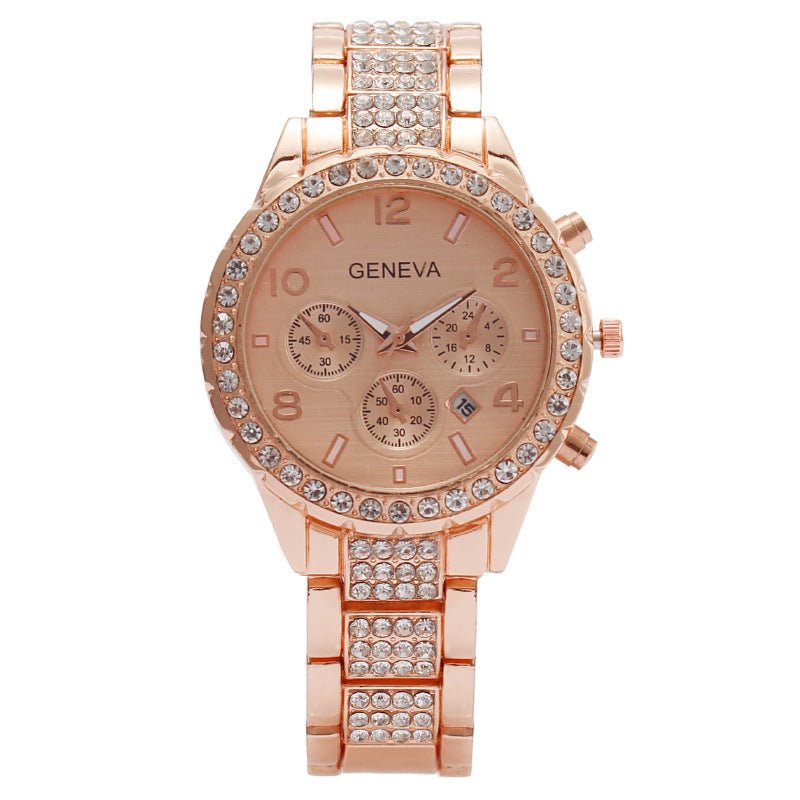 Women's Fashion Diamond Digital Calendar Three Eyes Quartz Watch - Country Nurse