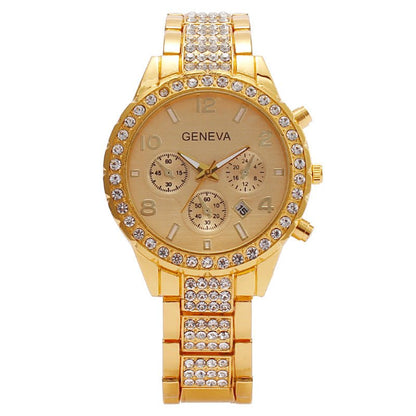 Women's Fashion Diamond Digital Calendar Three Eyes Quartz Watch - Country Nurse