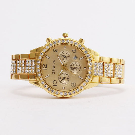 Women's Fashion Diamond Digital Calendar Three Eyes Quartz Watch - Country Nurse