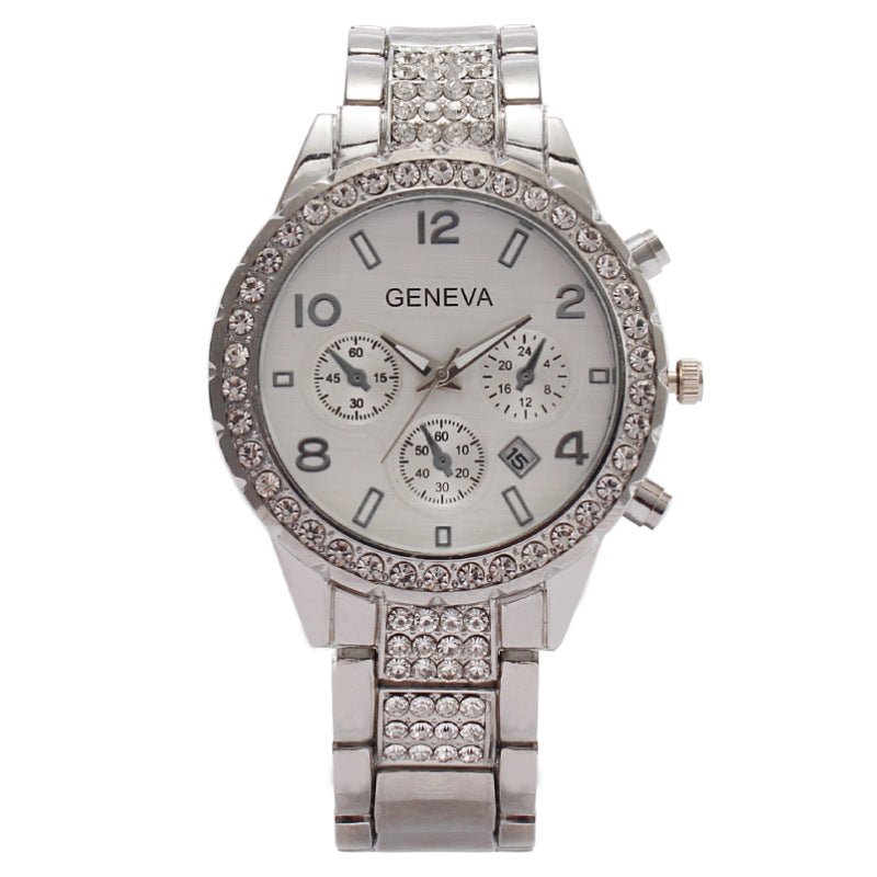 Women's Fashion Diamond Digital Calendar Three Eyes Quartz Watch - Country Nurse
