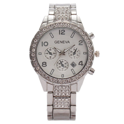Women's Fashion Diamond Digital Calendar Three Eyes Quartz Watch - Country Nurse