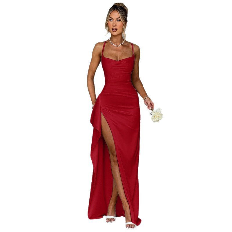 YL24531 Satin Sexy Slit Camisole Gown Dress Women - Country Nurse